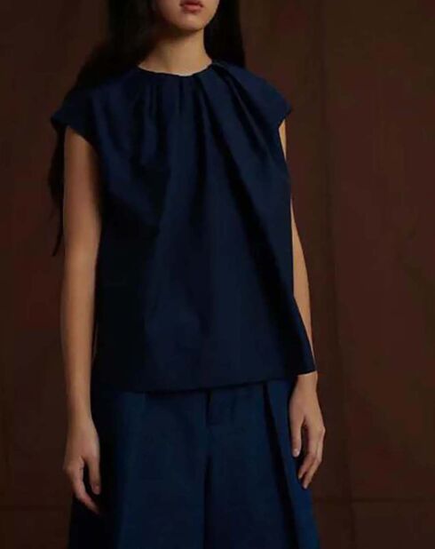 Blouse Annie Popeline de Coton bleu marine