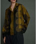 Chemise 100% Soie Aragon vert kaki