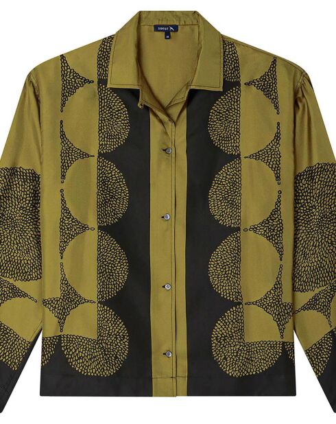 Chemise 100% Soie Aragon vert kaki