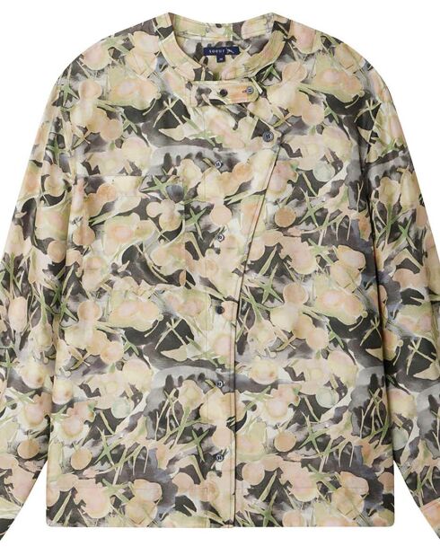 Blouse 100% Soie Philo gris verte