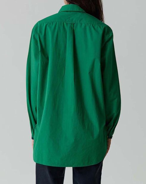 Chipo Bestickte grüne Bluse aus Bio-Baumwolle