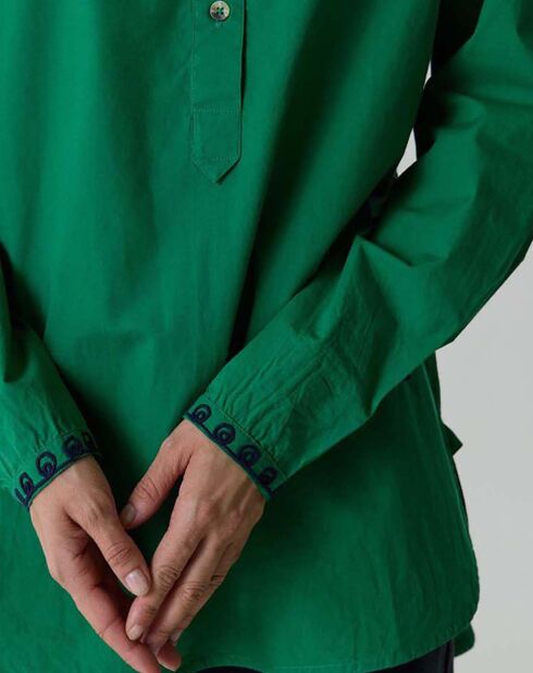 Chemisier Chipo Broderies Coton Bio vert
