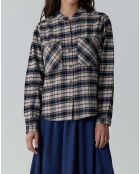 Blusa in flanella di cotone biologico nera Chrono Check