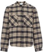 Blusa in flanella di cotone biologico nera Chrono Check