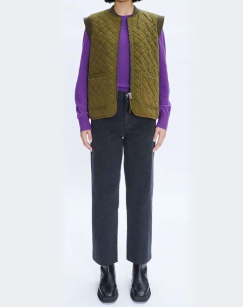Blouson en Laine mélangée Sans Manches Emilie vert kaki