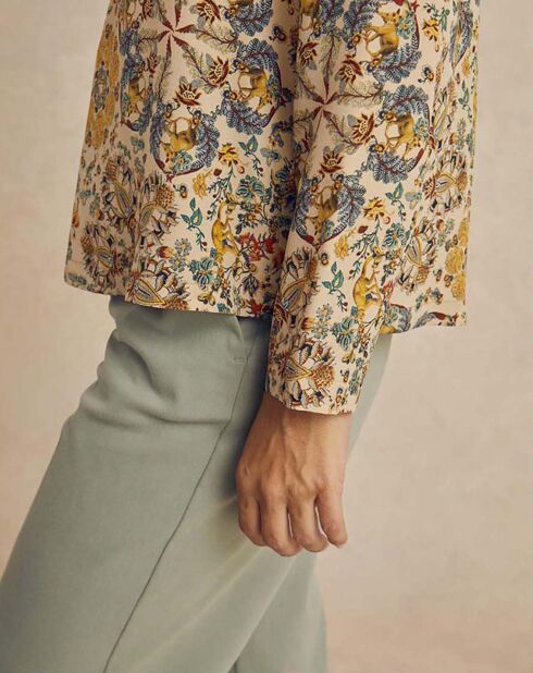 Blouse 100% Soie Hector Imprimée beige