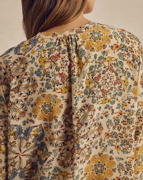 Blouse 100% Soie Hector Imprimée beige