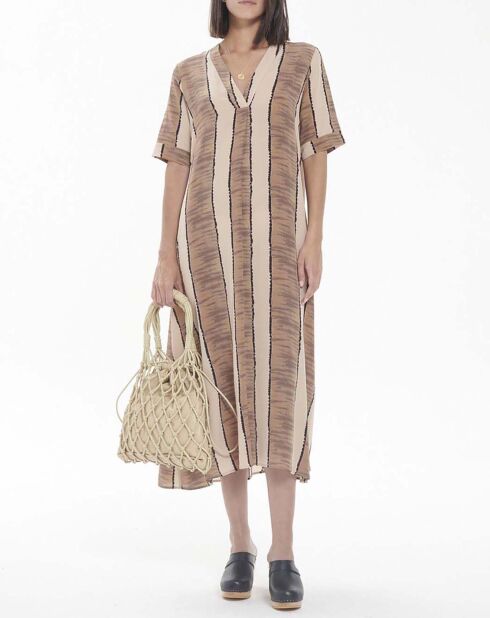 Beiges Kleid aus Seidenkrepp Altamura