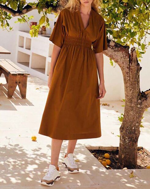 Robe Rachel Popeline de Coton tabac