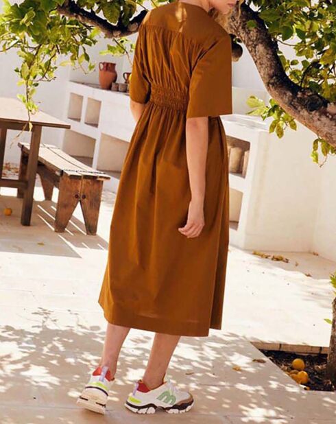 Robe Rachel Popeline de Coton tabac