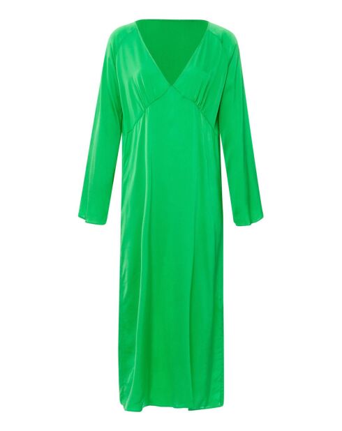 Robe 100% Soie Mina Crêpe Satin vert fluo