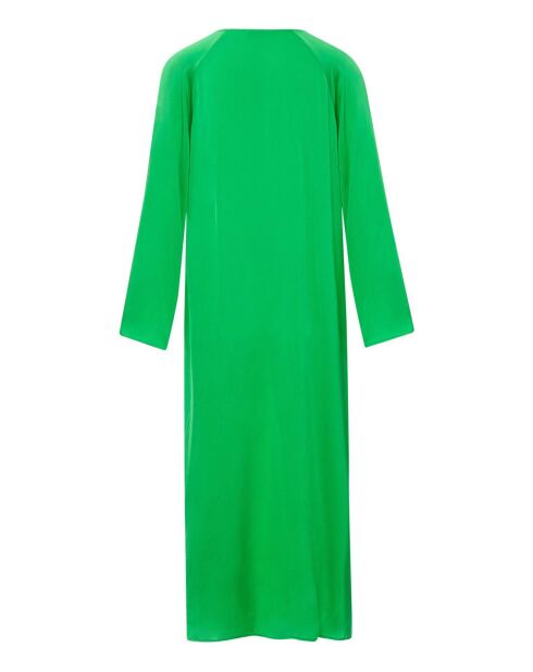 100% zijden Mina crêpe satijnen fluogroene jurk