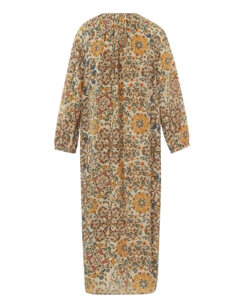 Lela 100% zijden jurk met beige print