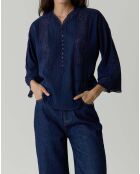 Blouse Come Broderies Coton Bio bleu nuit