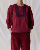 Blouse Coquine Broderies Coton Bio rouge