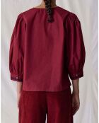 Blouse Coquine Broderies Coton Bio rouge