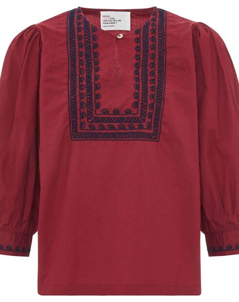 Blouse Coquine Broderies Coton Bio rouge