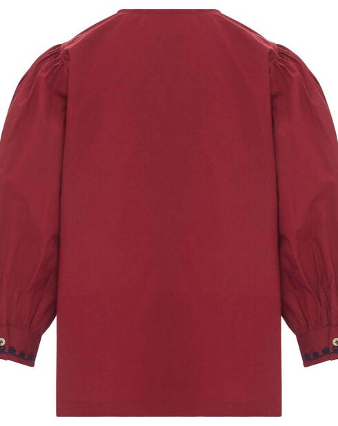 Freche rote Bluse aus Biobaumwolle mit Stickerei