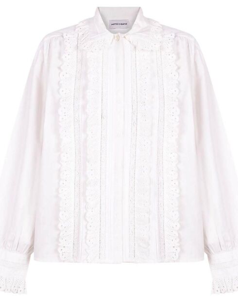 Blusa Big Diane in popeline di cotone color crema
