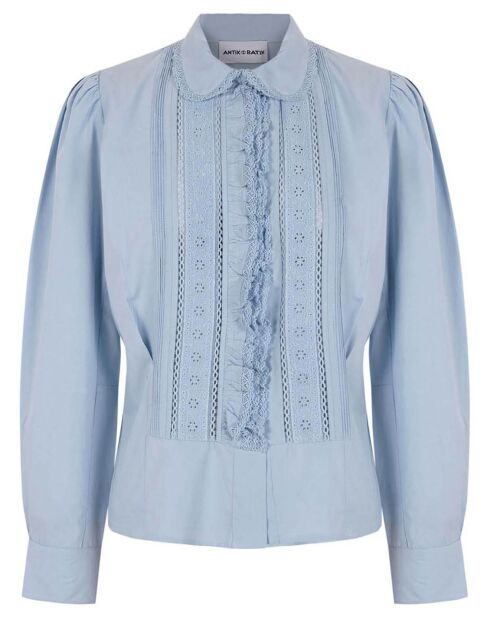 Himmelblaue Bluse Diane aus Baumwollpopeline