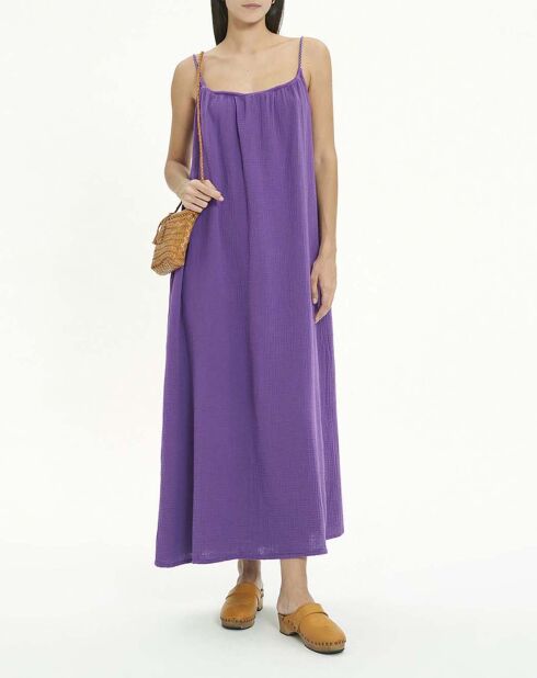 Lilafarbenes Baumwollkleid Nissa mit Doppelgaze