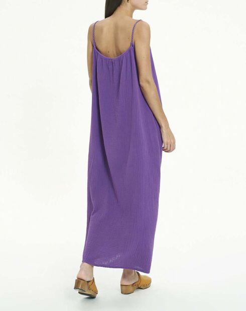 Lilafarbenes Baumwollkleid Nissa mit Doppelgaze