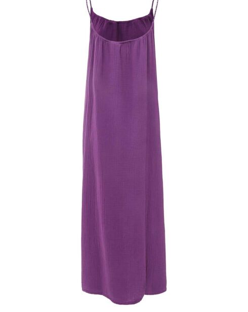 Lilafarbenes Baumwollkleid Nissa mit Doppelgaze
