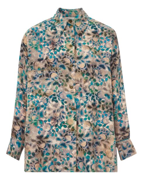 Chemise 100% Soie Berard Imprimée verte