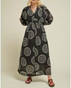 Robe Miranda Crêpe de Coton Imprimée noire