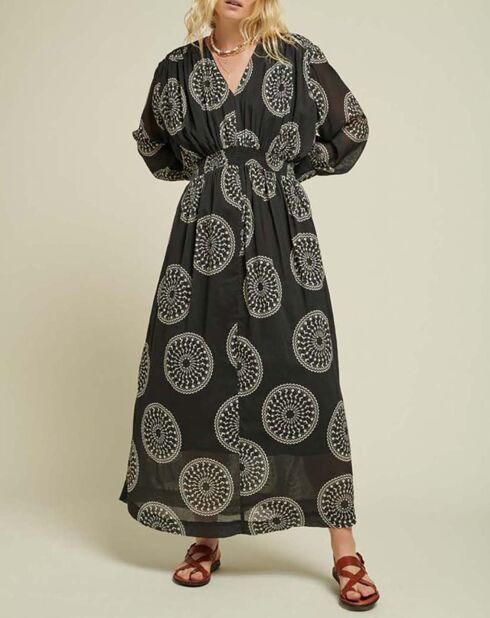 Robe Miranda Crêpe de Coton Imprimée noire
