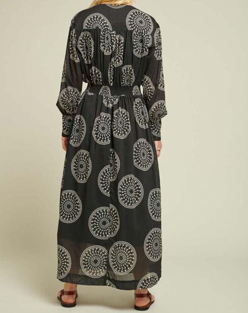 Robe Miranda Crêpe de Coton Imprimée noire