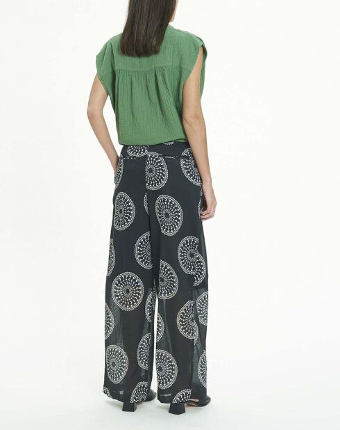 Pantalon Rim Crêpe de Coton Imprimé noir