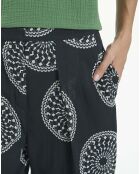 Pantalon Rim Crêpe de Coton Imprimé noir