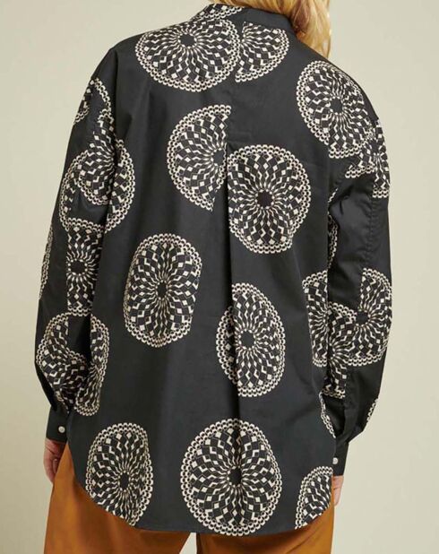 Claudie Schwarzes Hemd aus bedruckter Baumwollpopeline