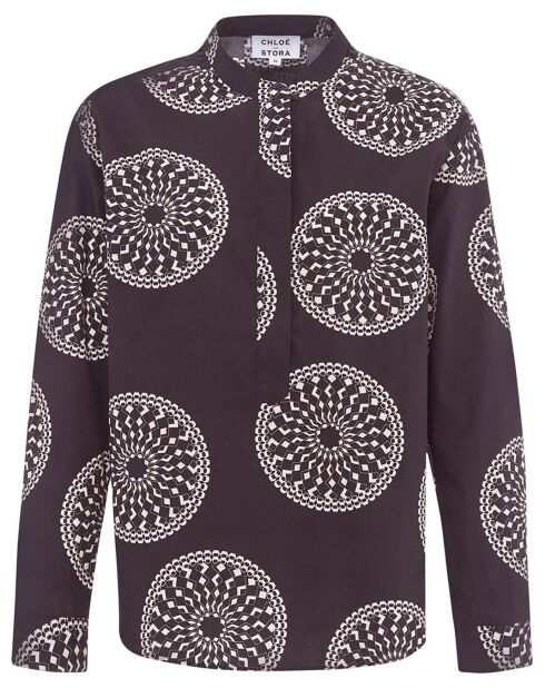 Chemise Claudie Popeline de Coton Imprimée noire