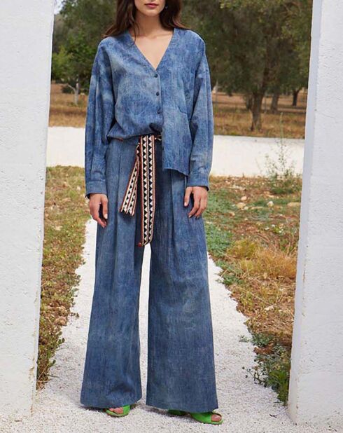 Chemise Tiara Tie and Dye Light Chambray bleue