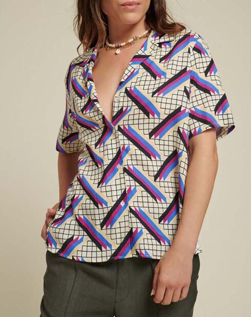 Chemise Claire Imprimée 4 Bandes blanc/multicolore