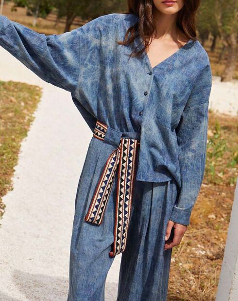 Chemise Tiara Tie and Dye Light Chambray bleue