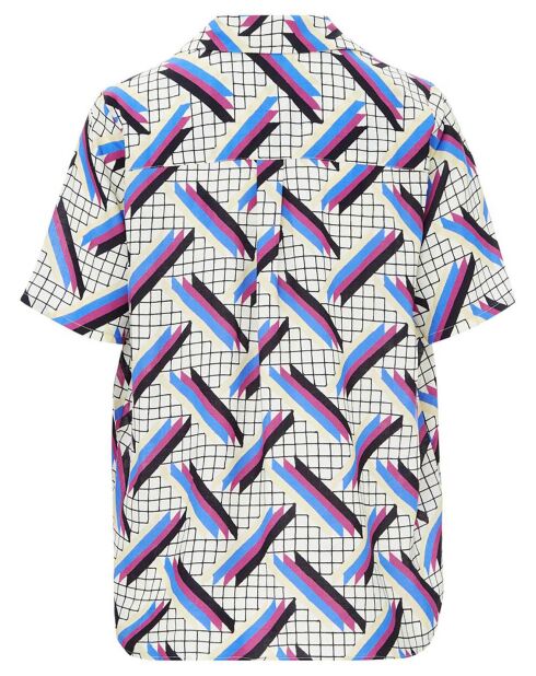 Camicia trasparente stampata a 4 bande bianca/multicolore