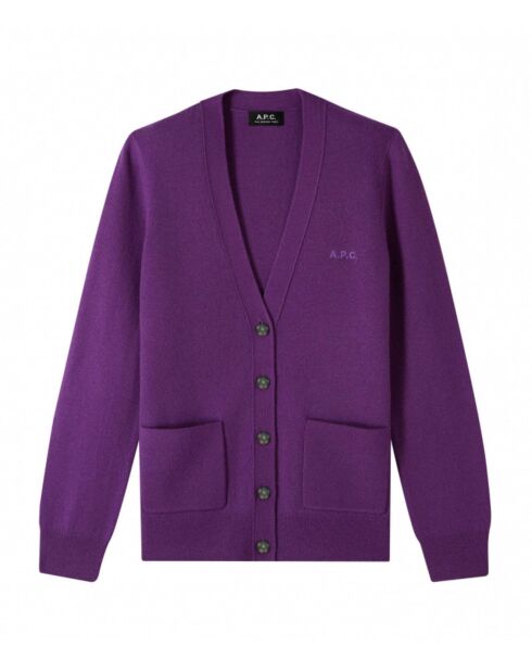 Louisa Merinos lila Strickjacke aus 100% Wolle