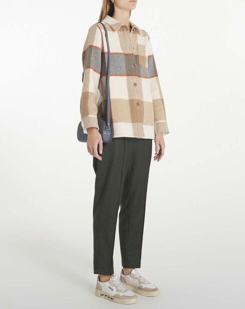 Veste en Laine mélangée Darlene Carreaux beige
