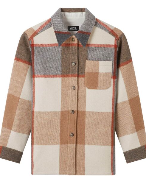 Veste en Laine mélangée Darlene Carreaux beige