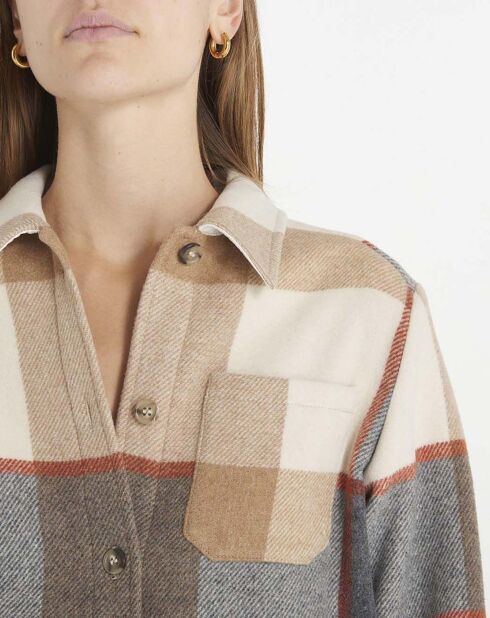 Veste en Laine mélangée Darlene Carreaux beige