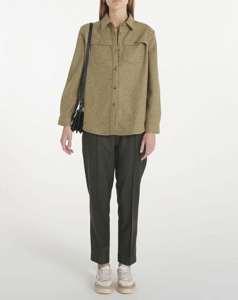 Khakigrünes Tam Overshirt aus recycelter Wolle