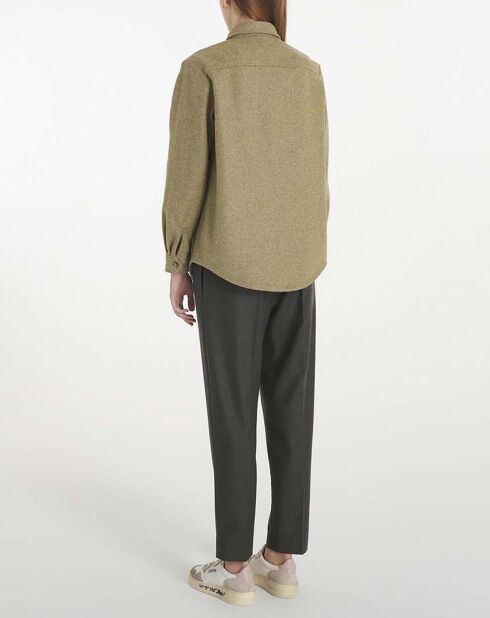 Sur-Chemise Tam Laine Recyclée vert kaki