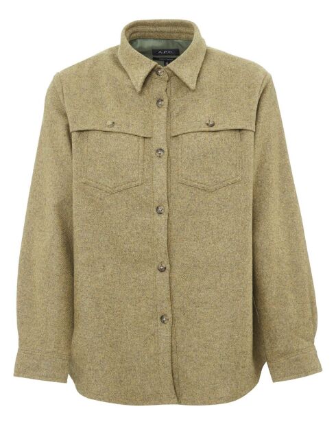 Sur-Chemise Tam Laine Recyclée vert kaki