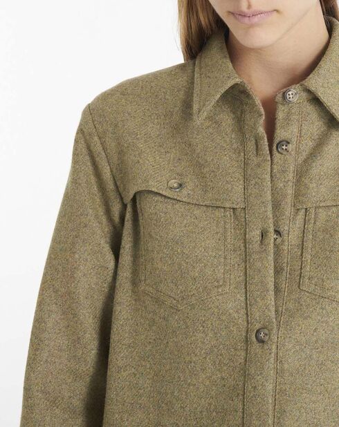 Sur-Chemise Tam Laine Recyclée vert kaki