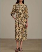 Robe 100% Soie Philomène taupe vert