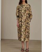 Robe 100% Soie Philomène taupe vert