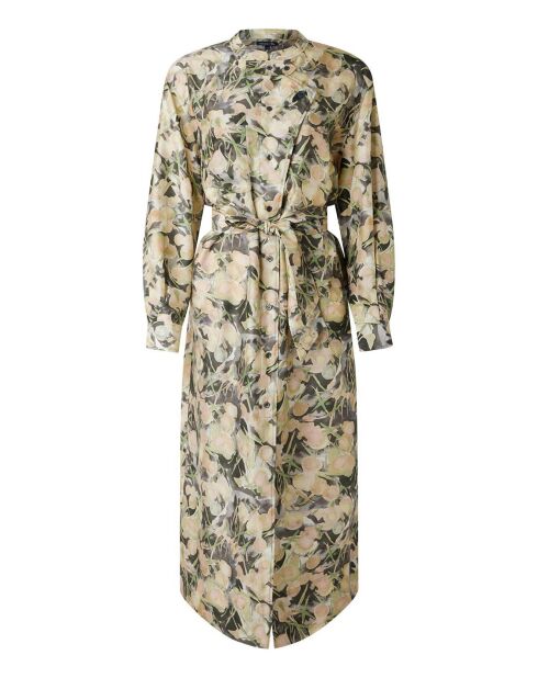 Robe 100% Soie Philomène taupe vert